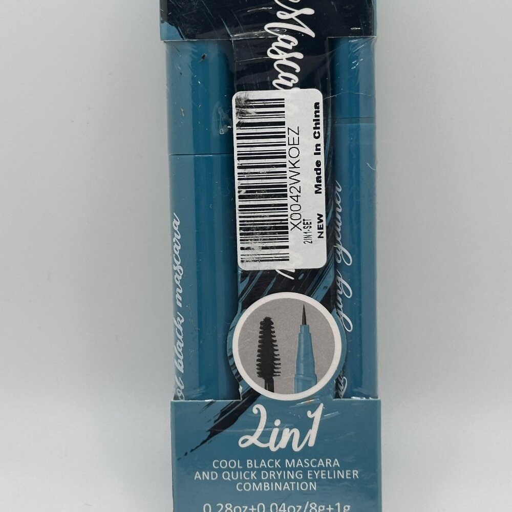 Qawnfy QIC 2 in 1 Mascara and eyeliner cool Black and Quick drying combo NIB